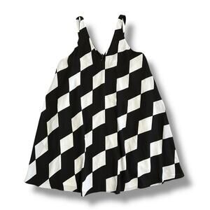 Sam Edelman Geometric Black White Diamond Check Slip Dress Women’s M Lined